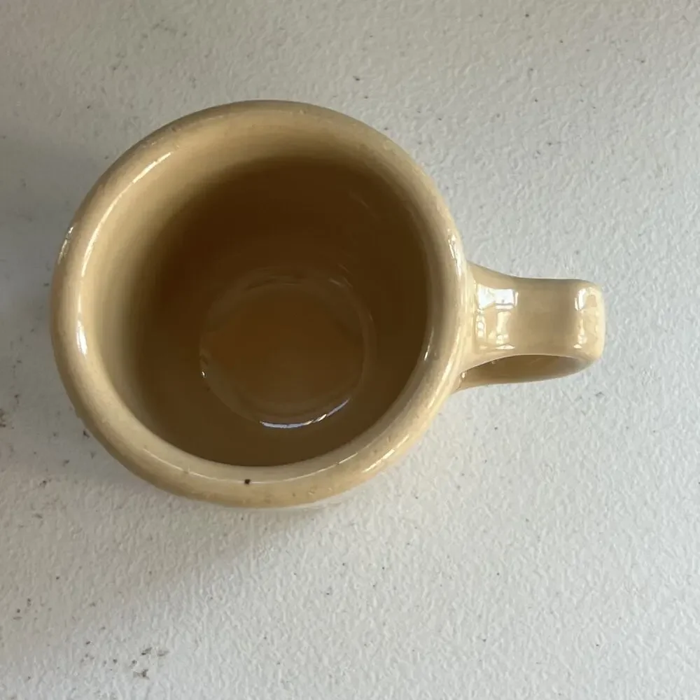 Wallace and Tepco China Coffee Mugs Set of 2 Tan 3.5" Tall Heavy Restaurant Ware - Picture 4 of 15